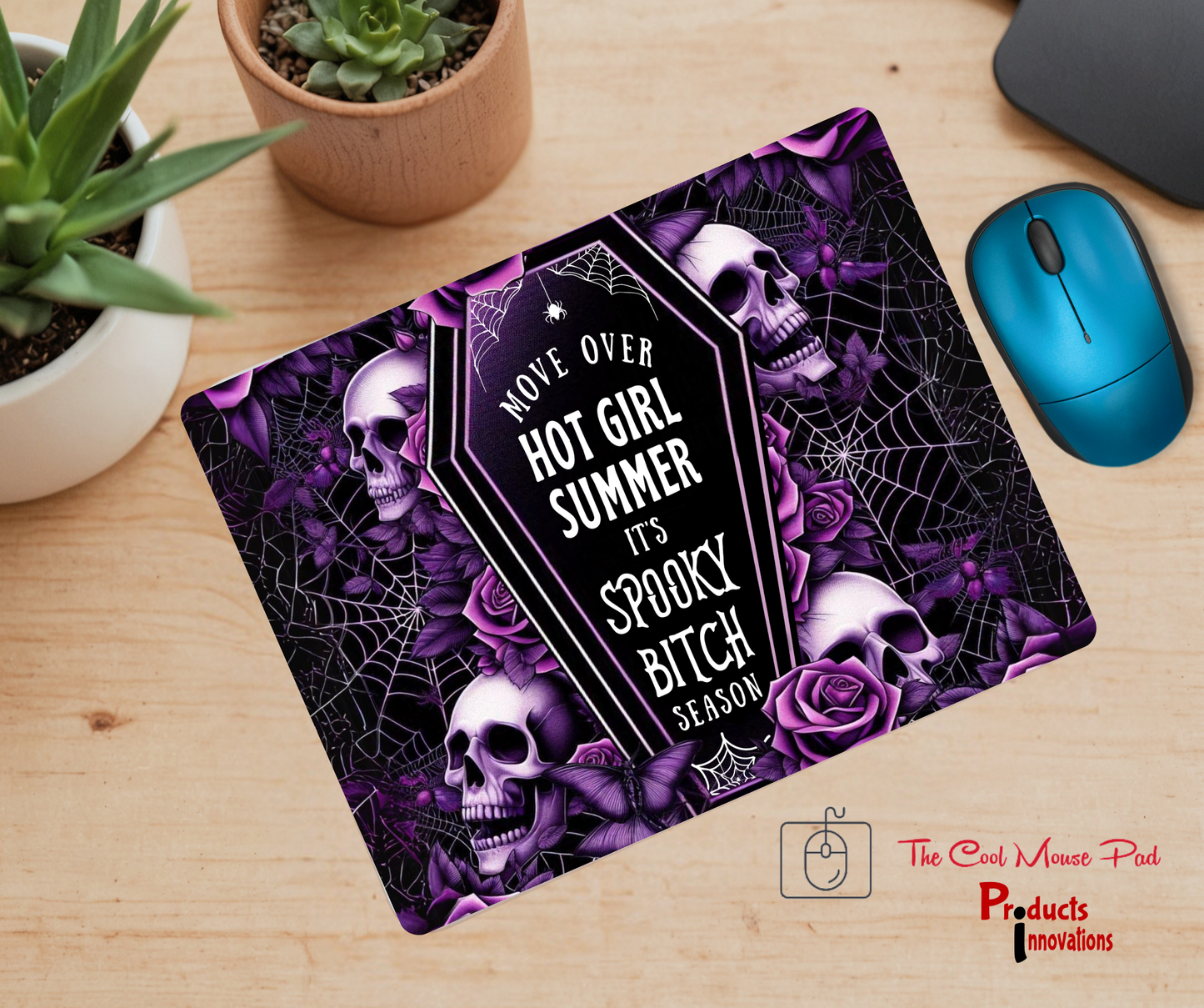 The Cool Mouse Pad Move over Hot Girl Summer It's Spooky Bitch Season Halloween Themed for Computer Laptop Home Office Gaming Working Desk Desktop Accessories Non-Slip Rubber Mouse Pad