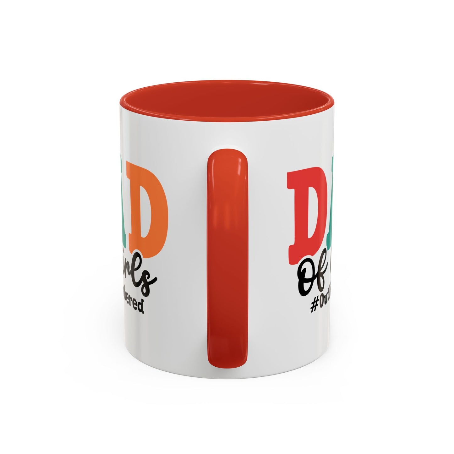 Girl Dad Mug - "Dad of Girls Outnumber" Red Accent Coffee Cup - 11oz 15oz Father's Day Gift