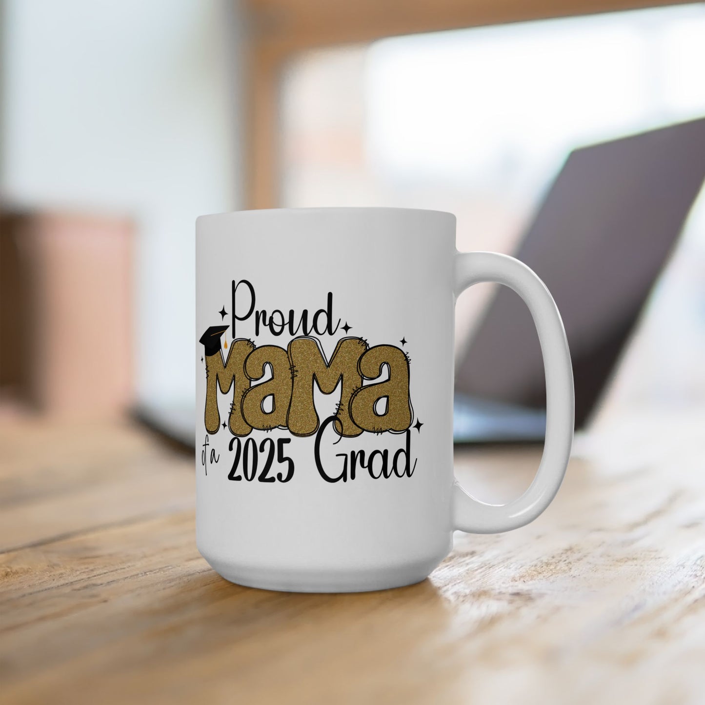 Proud Mom of a 2025 Grad Ceramic Coffee Mug, Graduation Gift, Mom Mug, Custom Coffee Cup, Celebrate Achievements