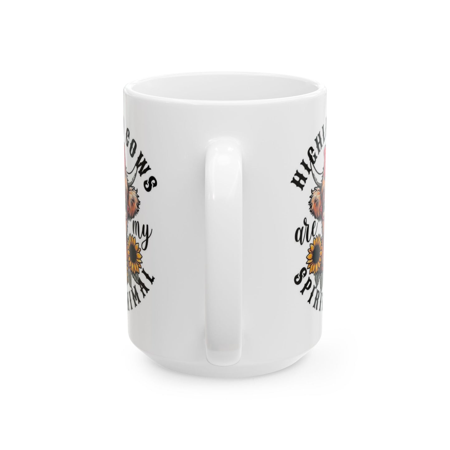 Highland Cows Are My Spirit Animal Coffee Mug 15oz – Funny Highland Cow Ceramic Mug, Cute Farmhouse Coffee Cup
