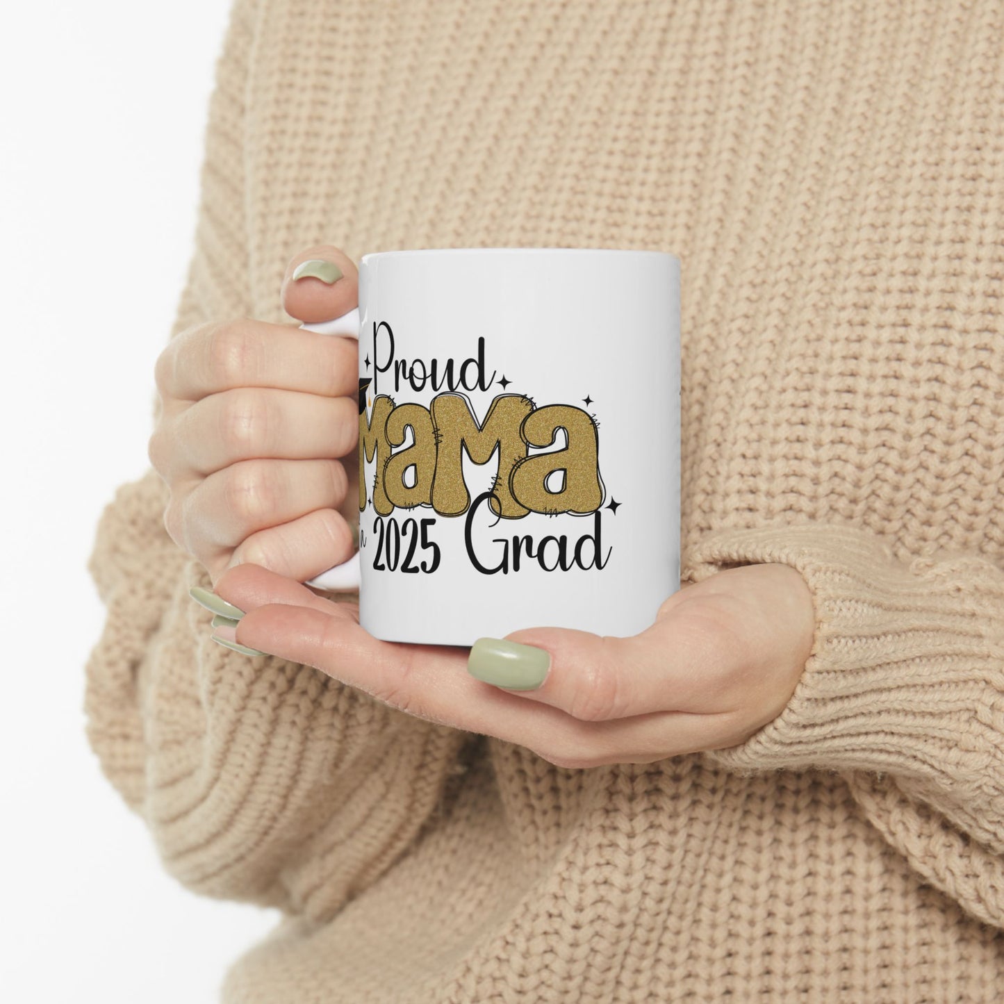 Proud Mom of a 2025 Grad Ceramic Coffee Mug, Graduation Gift, Mom Mug, Custom Coffee Cup, Celebrate Achievements