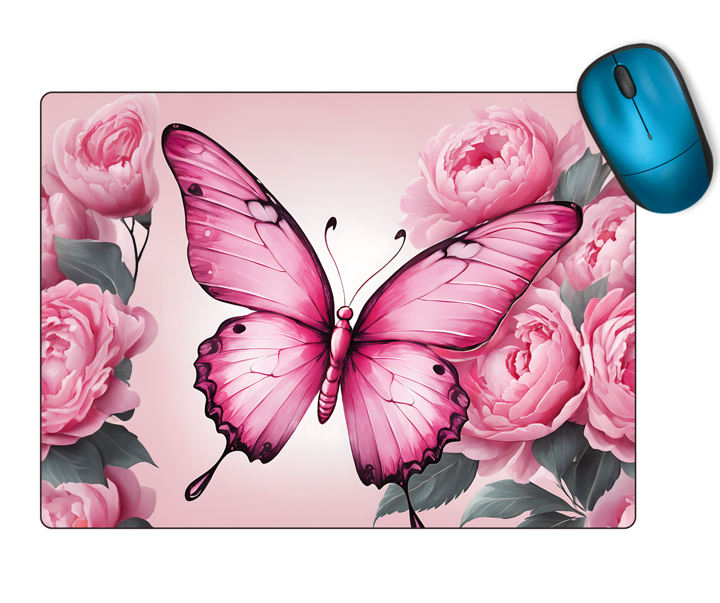 Pink Butterfly Flowers Mouse Pad