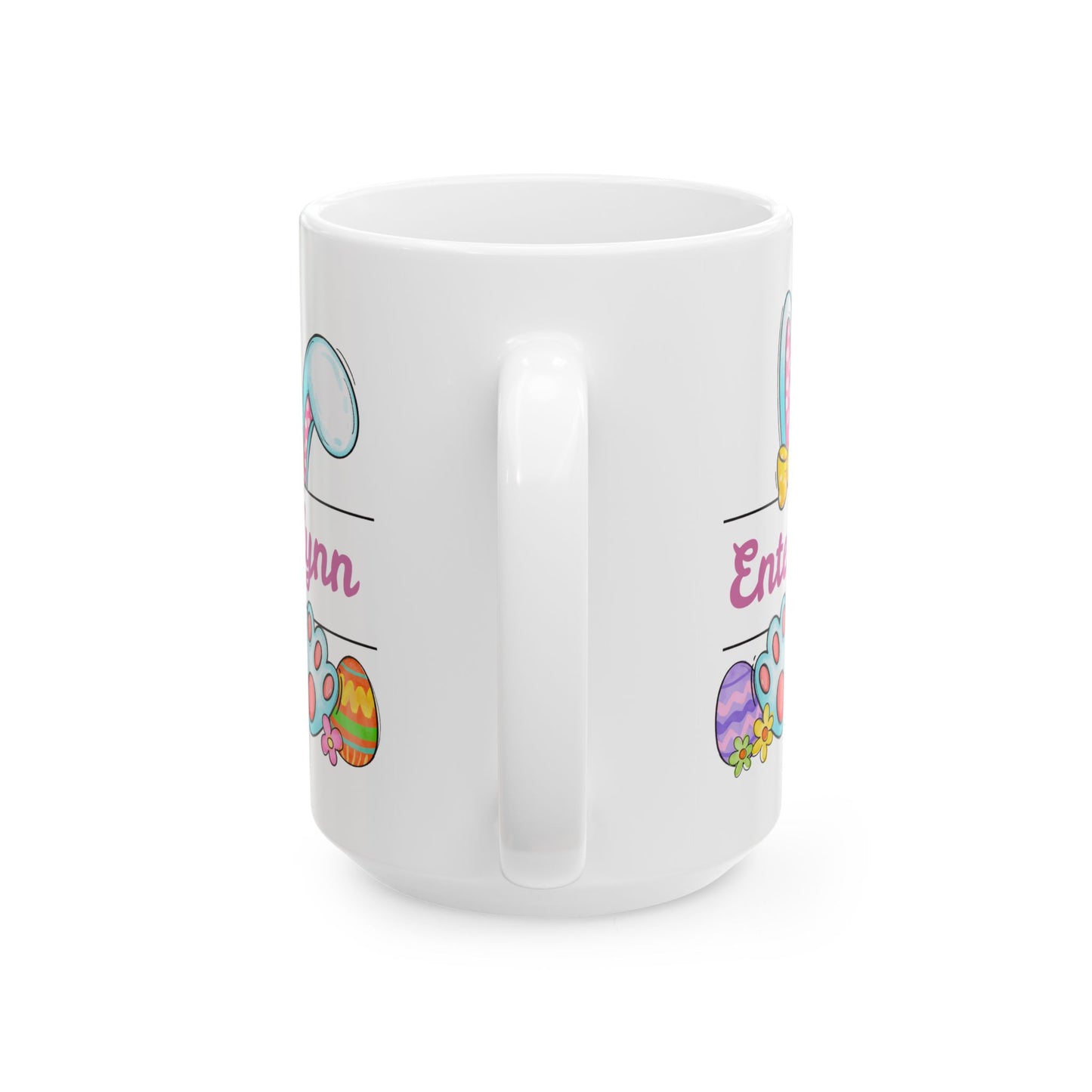 Personalized Easter Ceramic Mug, Custom Name Coffee Cup for Spring, Cute Bunny and Egg Design, Gift for Easter Celebration,