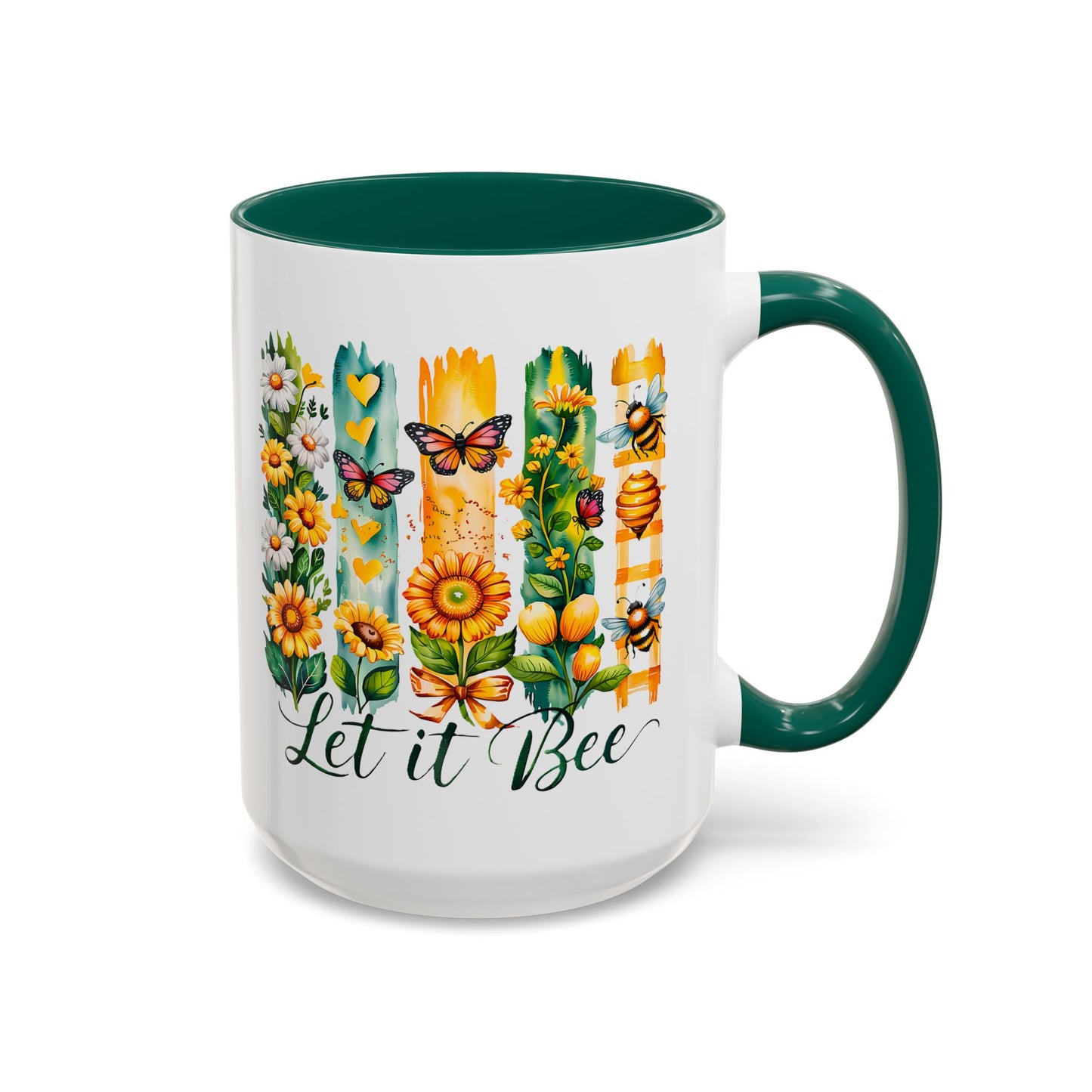 Let It Bee Coffee Mug - Colorful Ceramic Coffee Cup for Women - Floral Butterfly Design