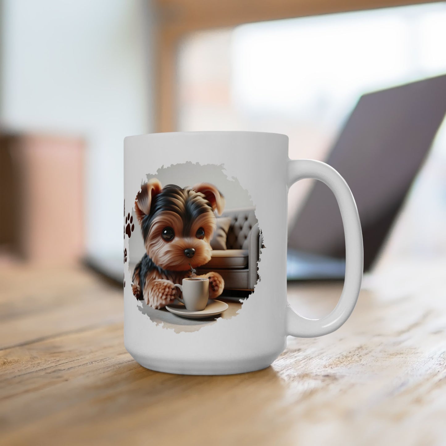 Cute Yorkshire Terrier Coffee Mug - Dog Lovers, Gifts for Pet Owners, Less Talk More Coffee, Funny Coffee Cup