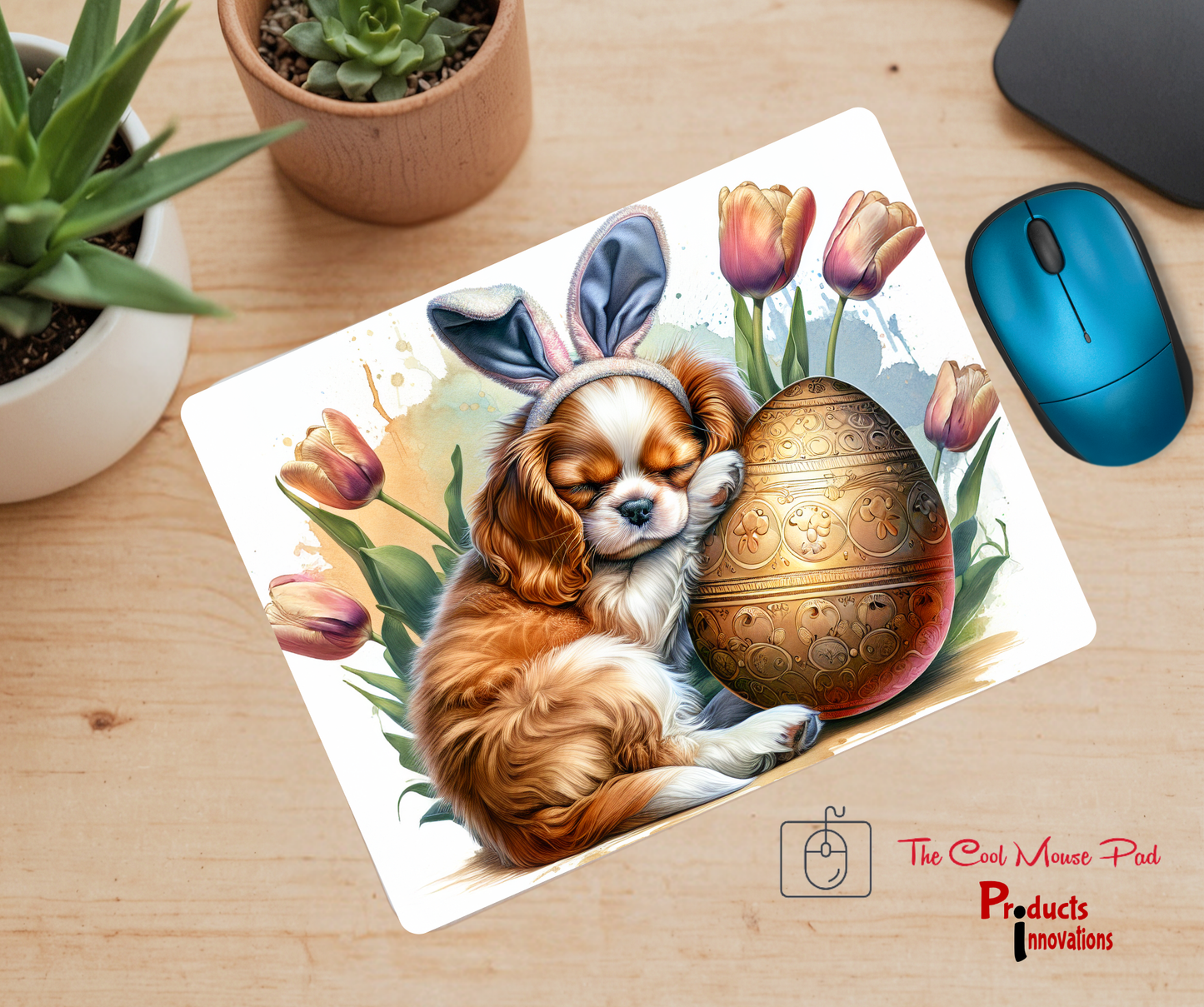 Easter Bunny Puppy Mouse Pad