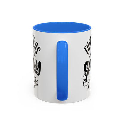 Thick Thighs and Spooky Vibes Color Accent 11 oz Coffee Mug, Halloween Gift Collection