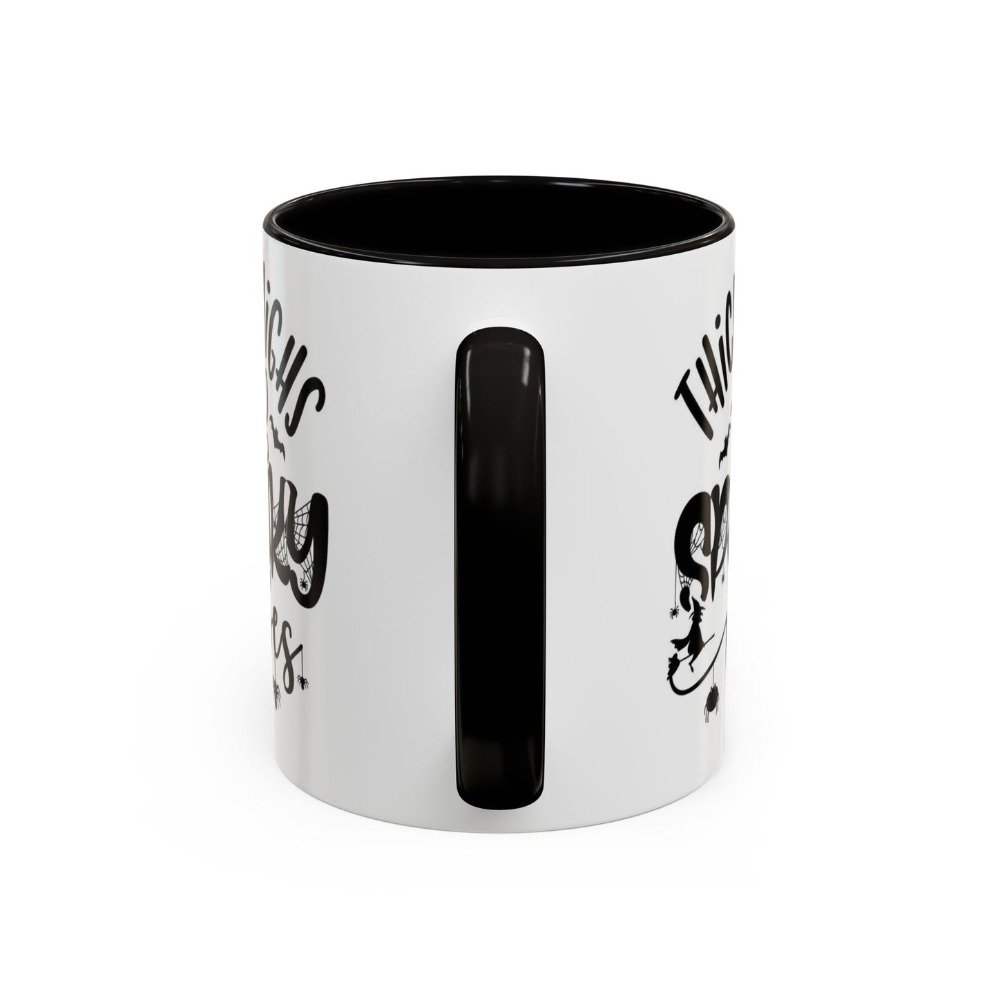 Thick Thighs and Spooky Vibes Color Accent 11 oz Coffee Mug, Halloween Gift Collection