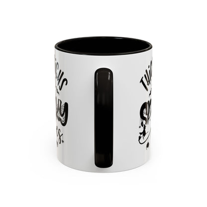 Thick Thighs and Spooky Vibes Color Accent 11 oz Coffee Mug, Halloween Gift Collection