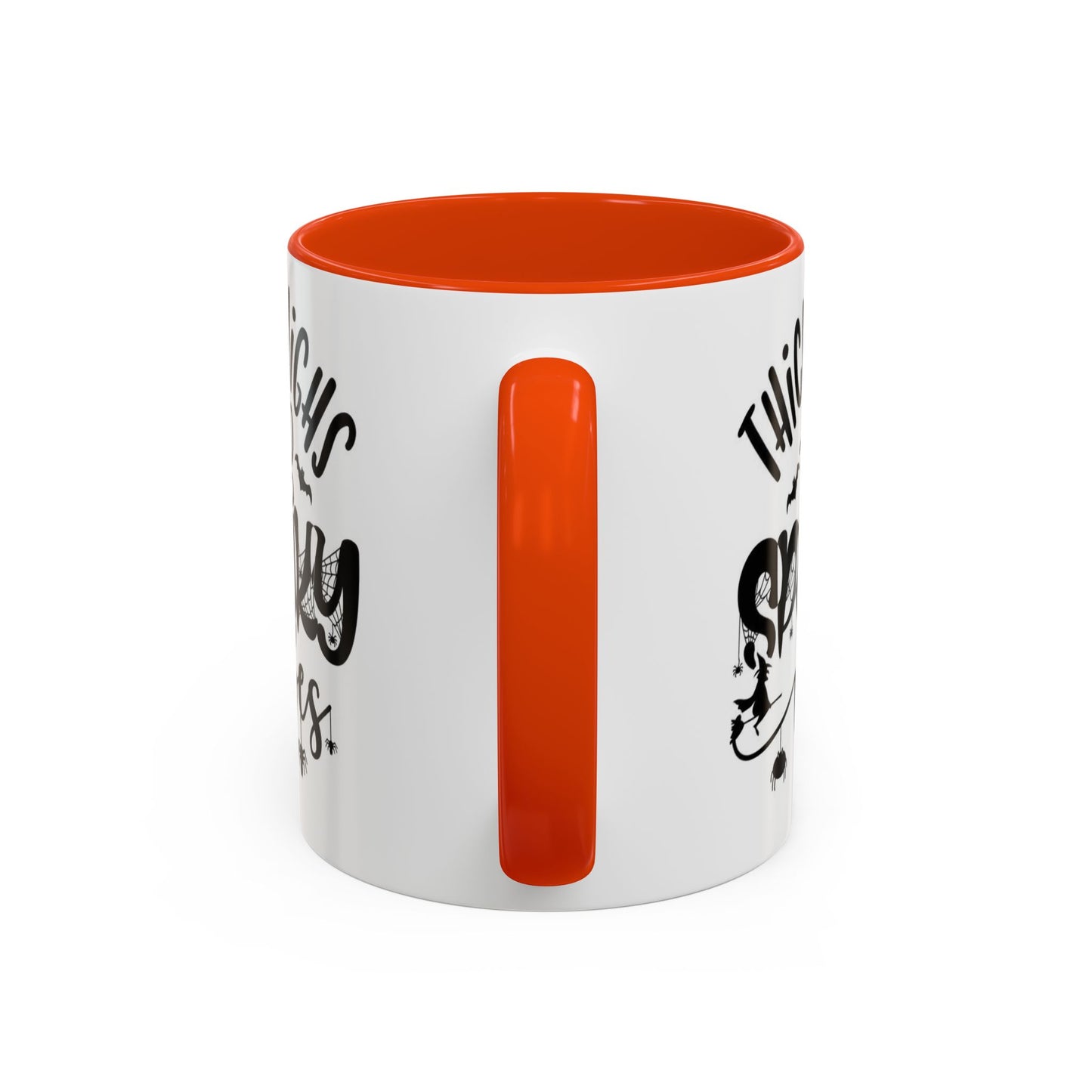 Thick Thighs and Spooky Vibes Color Accent 11 oz Coffee Mug, Halloween Gift Collection