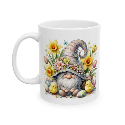 Easter Gnome Ceramic Coffee Mug, Easter Gift, Flower Mug, Cute Chick Design, Coffee Cup, Seasonal Decor