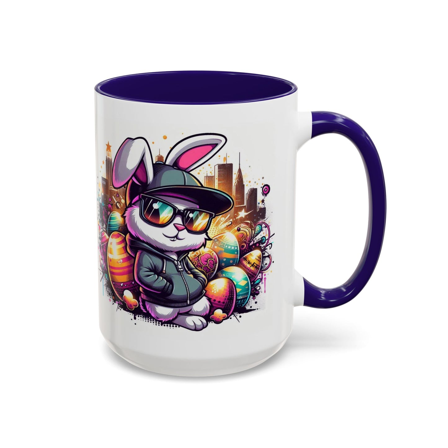 Colorful Easter Bunny Ceramic Coffee Mug – 15oz Large Cup for Coffee, Tea & Cocoa – Cute Spring Gift for Kids & Adults