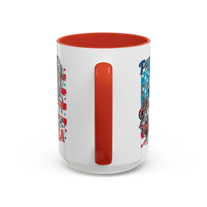 4th of July Coffee Mug - "Party in the USA" Skeleton Lady with Bandana & Glasses | Independence Day Gift