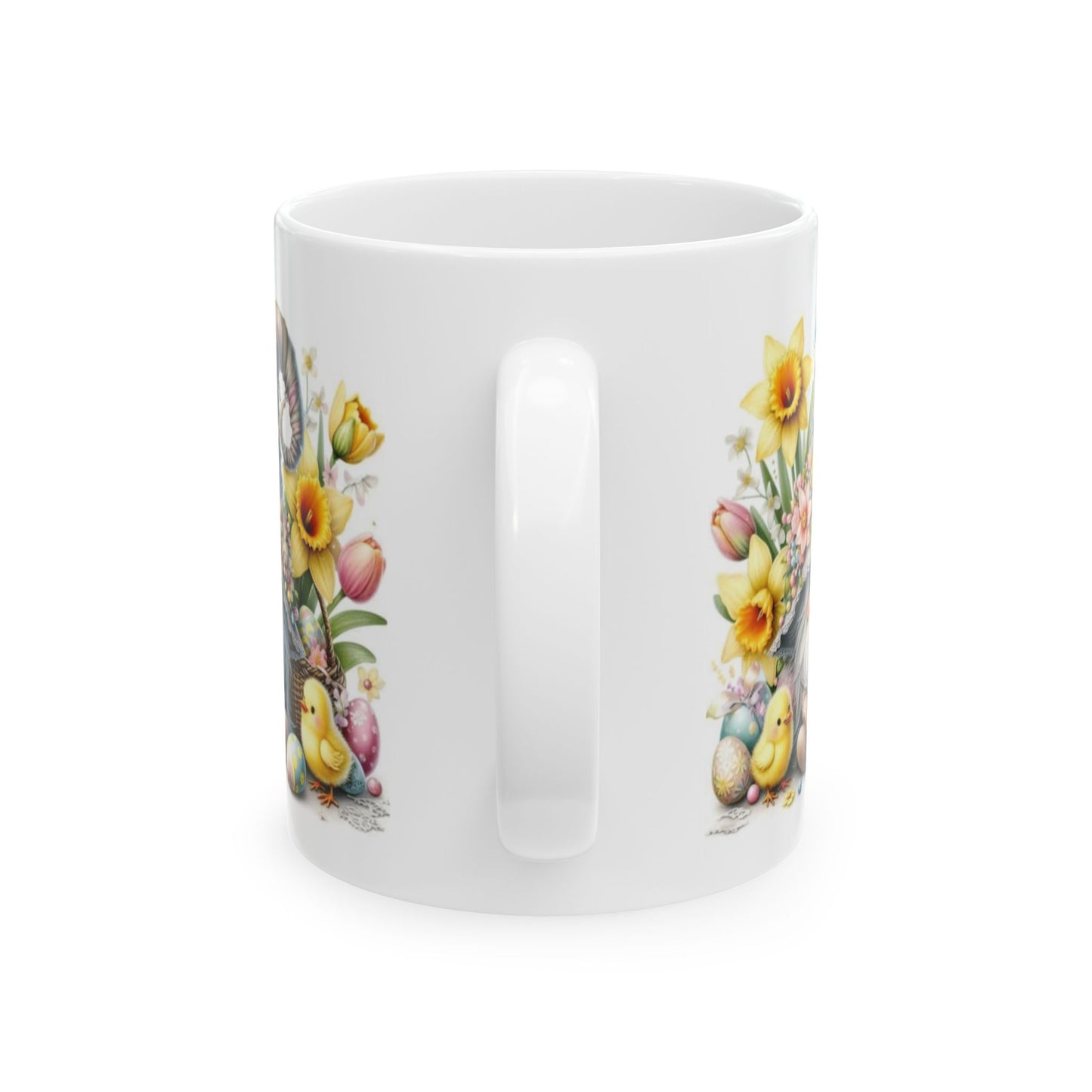 Easter Gnome Ceramic Coffee Mug, Easter Gift, Flower Mug, Cute Chick Design, Coffee Cup, Seasonal Decor