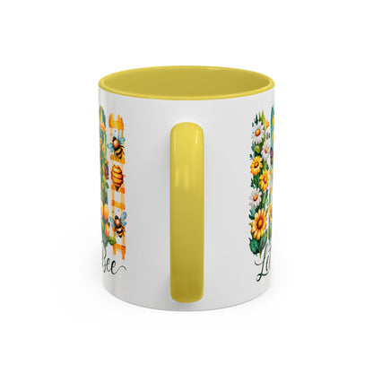 Let It Bee Coffee Mug - Colorful Ceramic Coffee Cup for Women - Floral Butterfly Design