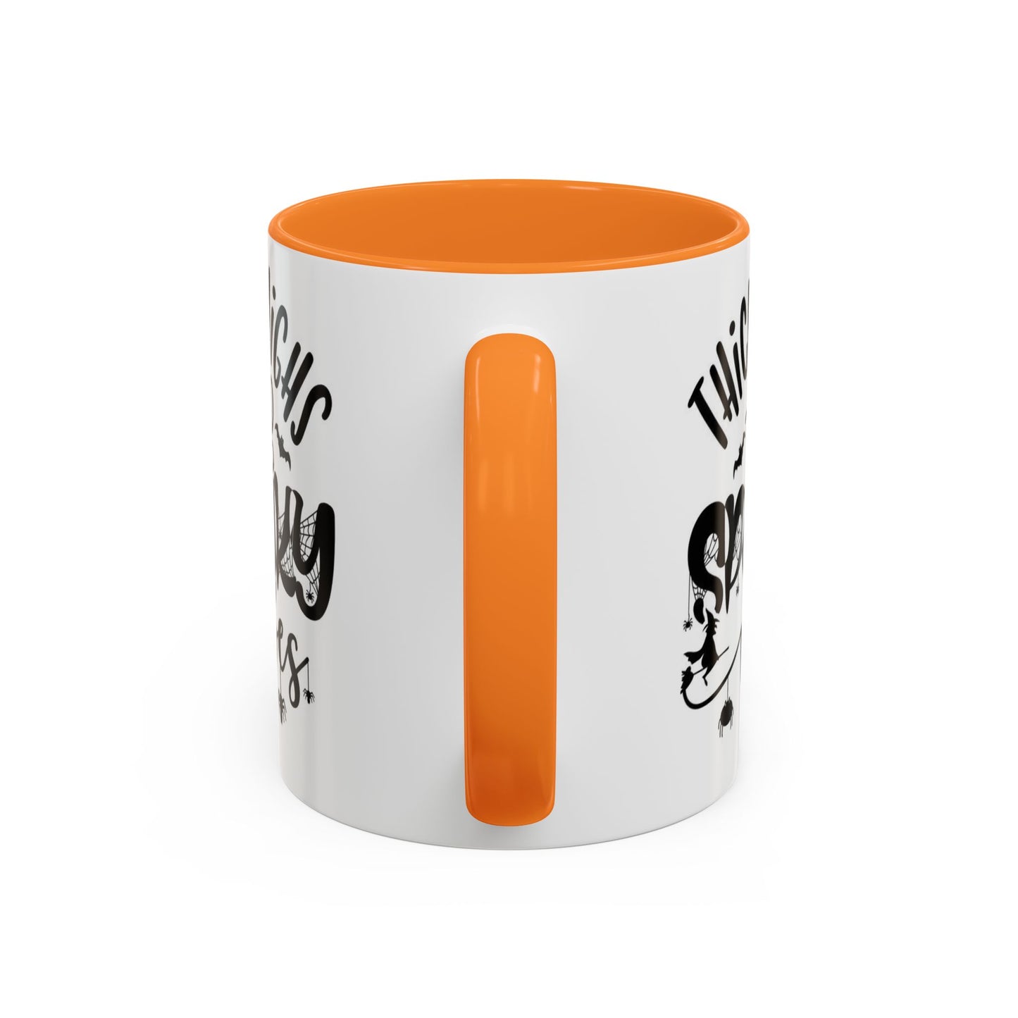 Thick Thighs and Spooky Vibes Color Accent 11 oz Coffee Mug, Halloween Gift Collection