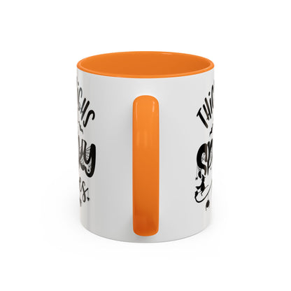 Thick Thighs and Spooky Vibes Color Accent 11 oz Coffee Mug, Halloween Gift Collection
