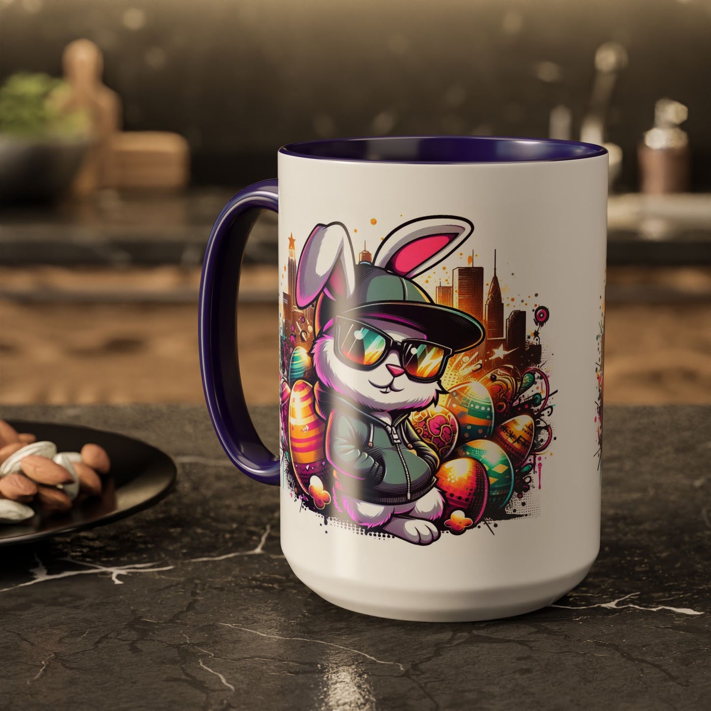 Colorful Easter Bunny Ceramic Coffee Mug – 15oz Large Cup for Coffee, Tea & Cocoa – Cute Spring Gift for Kids & Adults