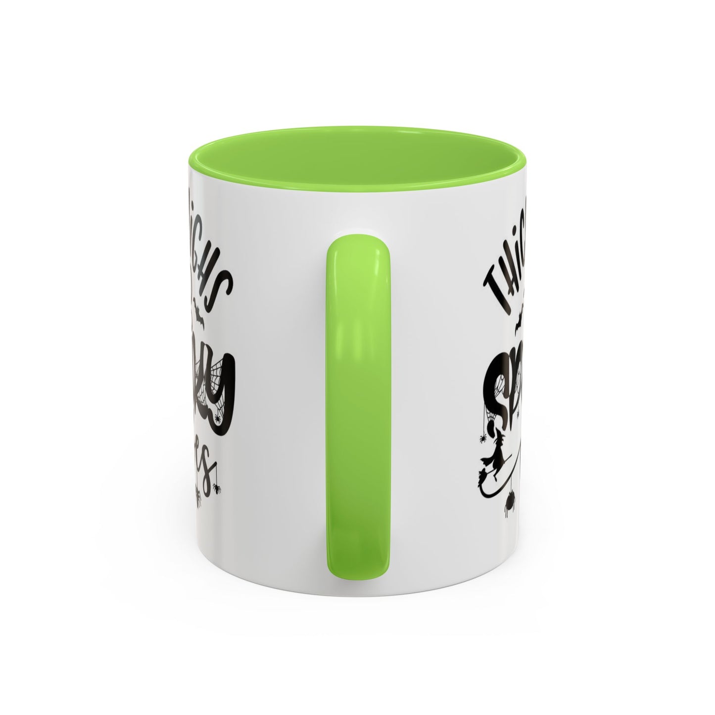 Thick Thighs and Spooky Vibes Color Accent 11 oz Coffee Mug, Halloween Gift Collection