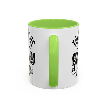 Thick Thighs and Spooky Vibes Color Accent 11 oz Coffee Mug, Halloween Gift Collection