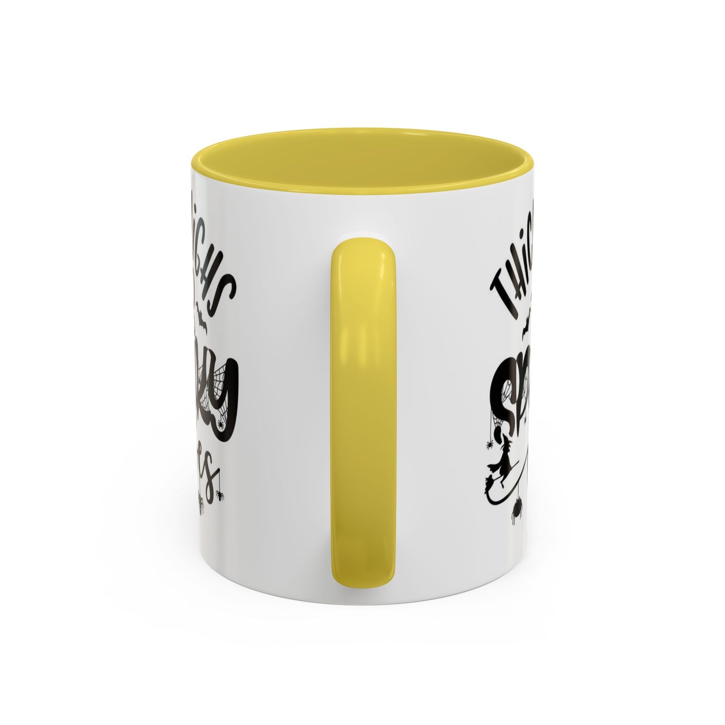 Thick Thighs and Spooky Vibes Color Accent 11 oz Coffee Mug, Halloween Gift Collection