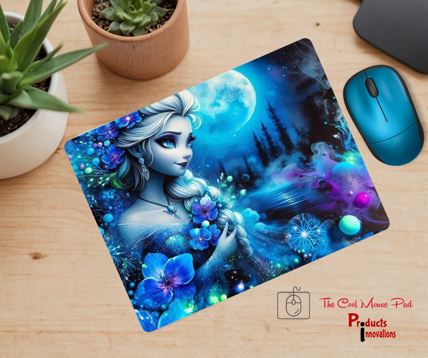 The Cool Mouse Pad Moon Princess Themed for Computer Laptop Home Office Gaming Working Desk Desktop Accessories Non-Slip Rubber Mouse Pad