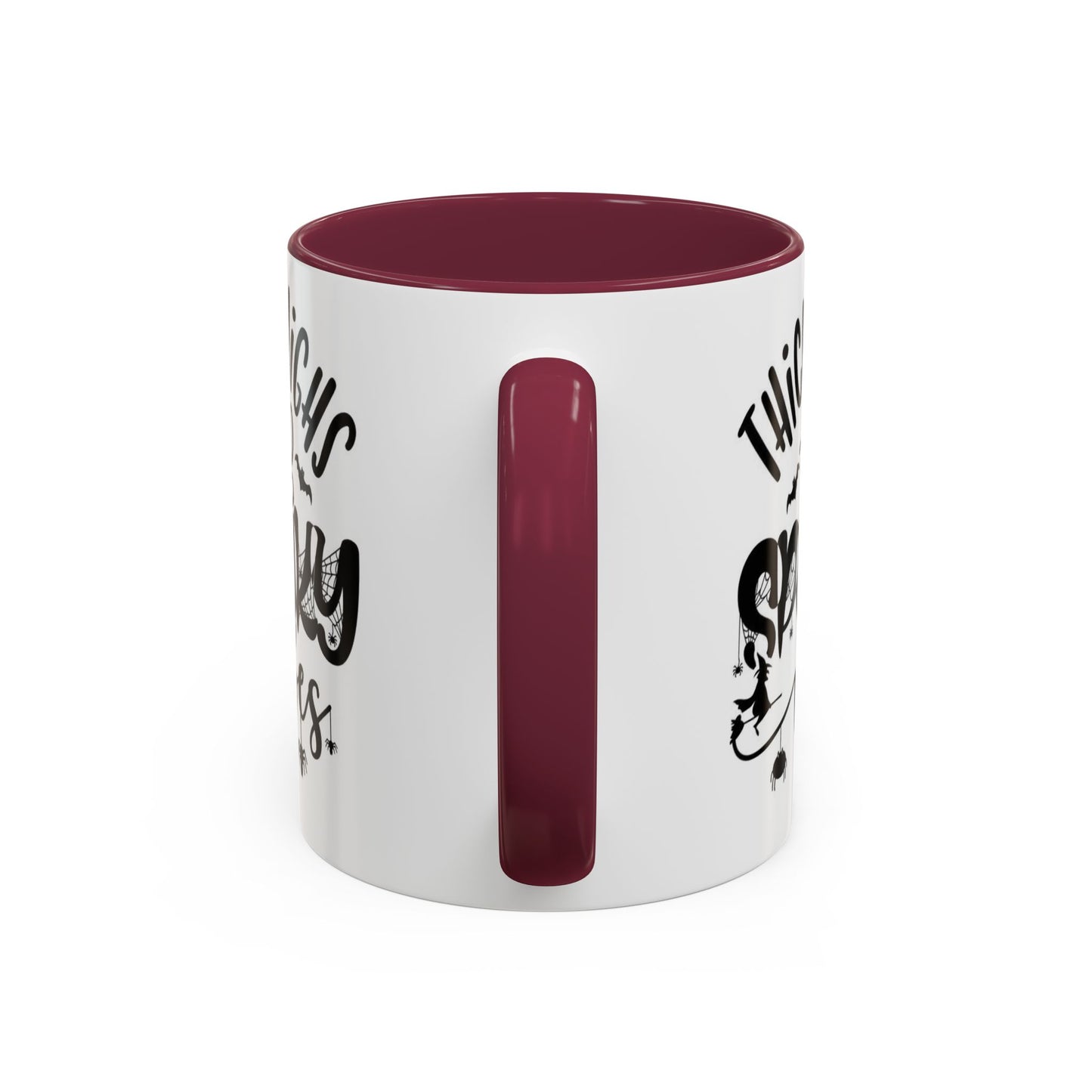 Thick Thighs and Spooky Vibes Color Accent 11 oz Coffee Mug, Halloween Gift Collection