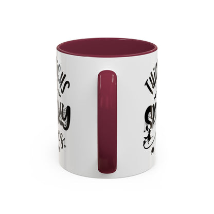 Thick Thighs and Spooky Vibes Color Accent 11 oz Coffee Mug, Halloween Gift Collection