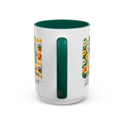 Let It Bee Coffee Mug - Colorful Ceramic Coffee Cup for Women - Floral Butterfly Design