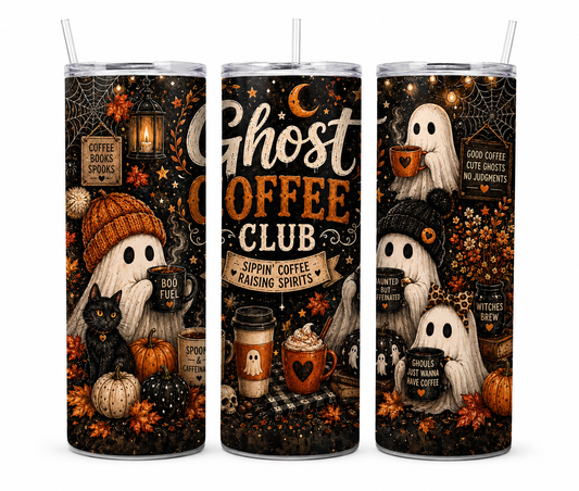 Ghost Coffee Club 20 oz Tumbler | Halloween Coffee Lover Gift