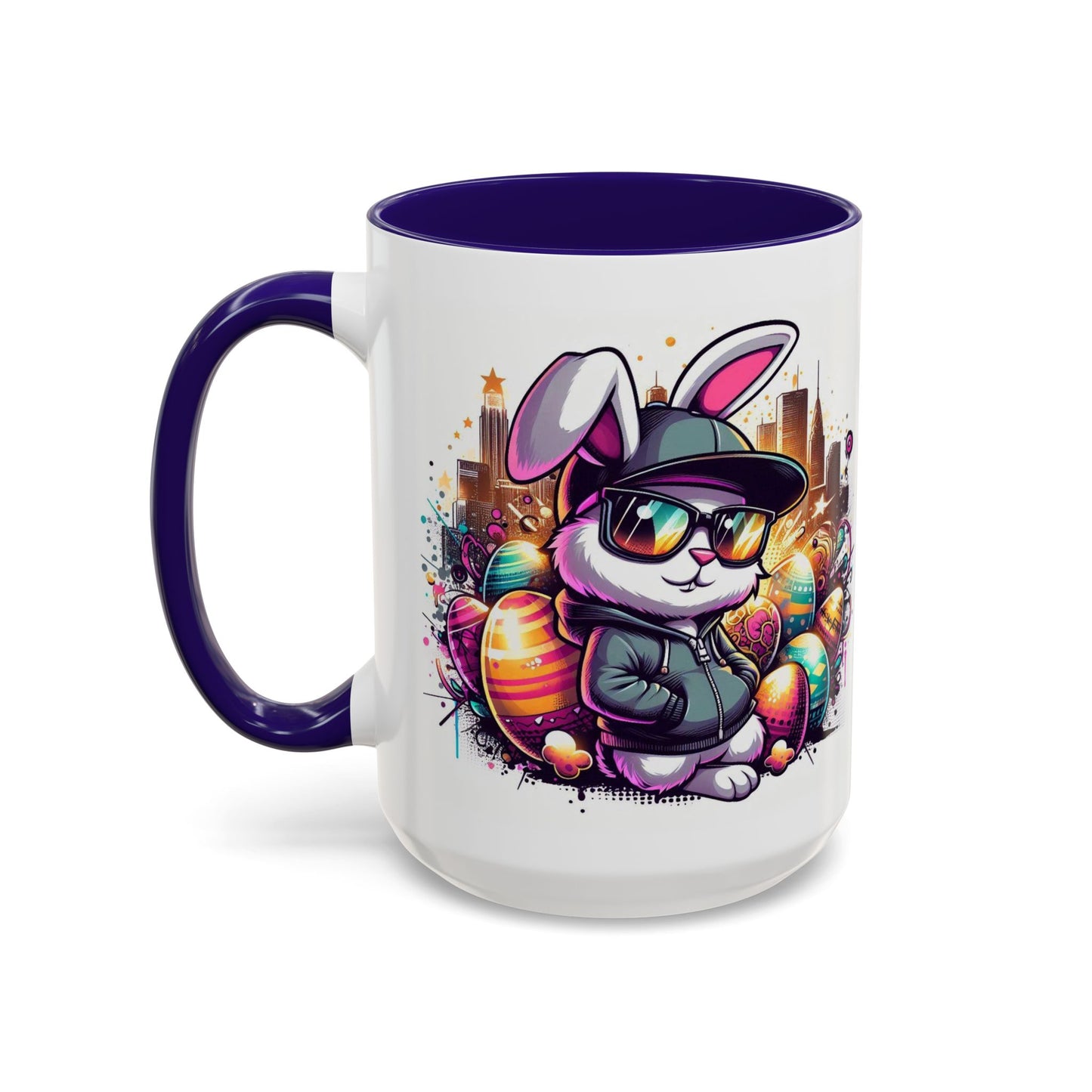 Colorful Easter Bunny Ceramic Coffee Mug – 15oz Large Cup for Coffee, Tea & Cocoa – Cute Spring Gift for Kids & Adults