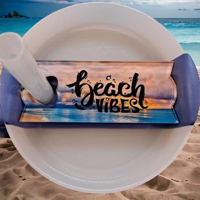 Beach Vibes Tumbler Lid Topper for Stanley Tumblers - Beach | Summer Designs - Tumbler Lid Plate - Stanley Cup Accessories - Custom Stanley Name Plate (For 30/20 Oz H.20 Models)