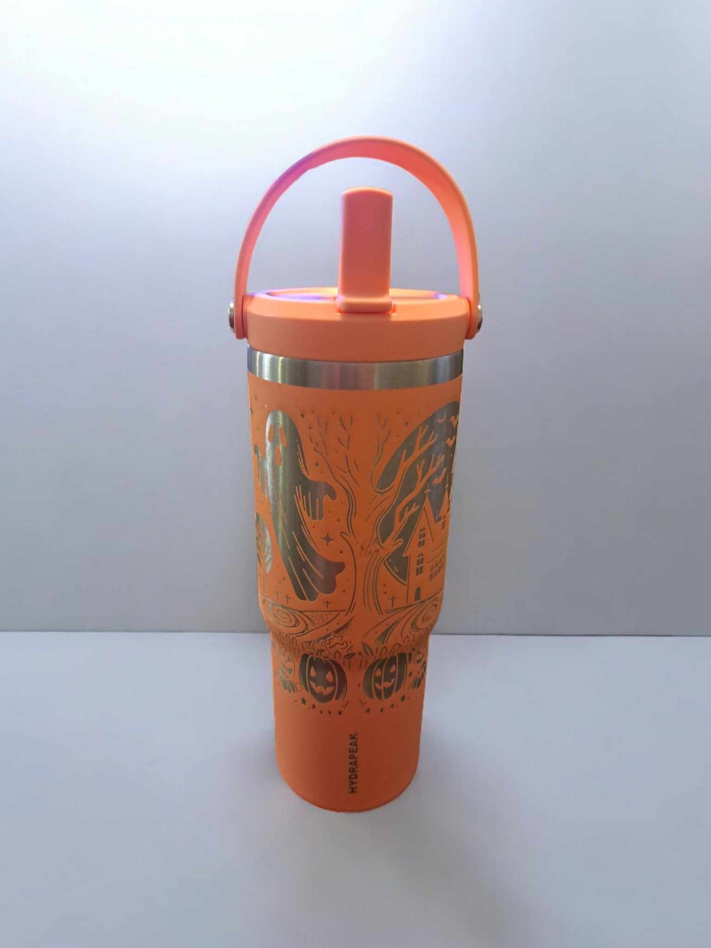 Custom Engraved Halloween Themed 32 Oz Tumbler Set with Handle and Straw, Comes with Coffee Lid Too