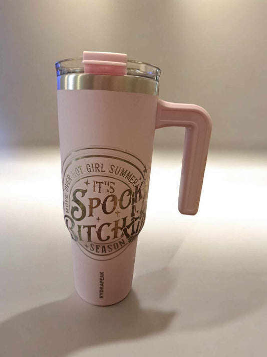 Custom Engraved Pink Move Over Hot Girl Summer Its Spooky Bitch Season 32 Oz Tumbler with Handle