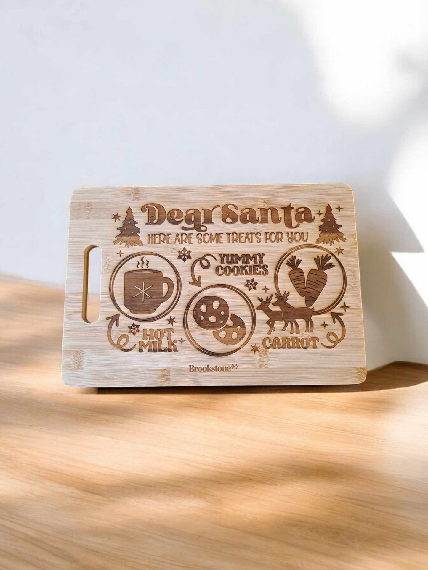 Lasered Engraved Treats for Santa Cutting Board 14x9 inches Bamboo