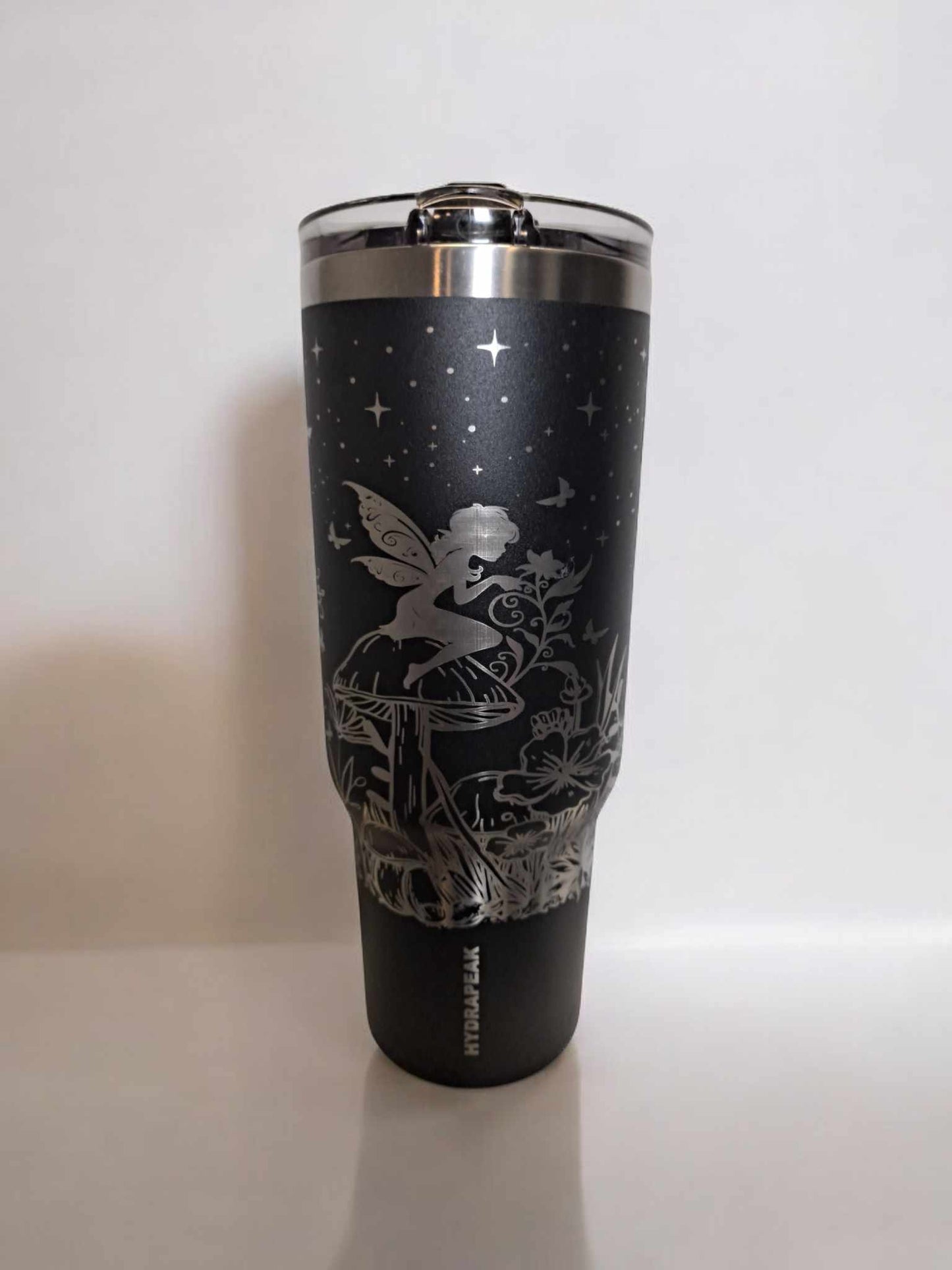 Custom Engraved  Fairy Magic Themed 32 oz Hydrapeak Voyager Tumbler with Lids and Straw.