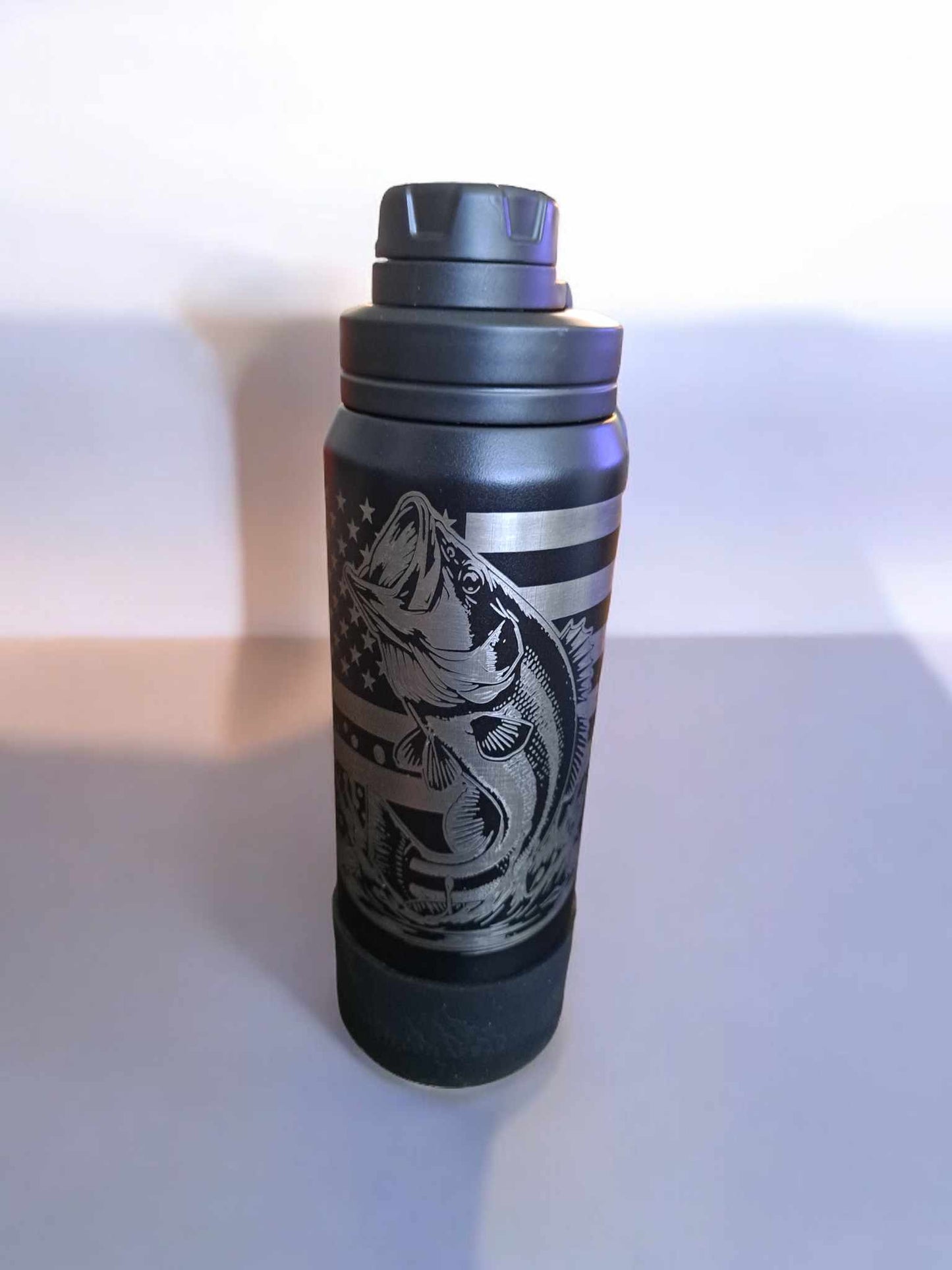Custom Engraved Keep Calm and Go Fishing 26 oz Sports Bottle