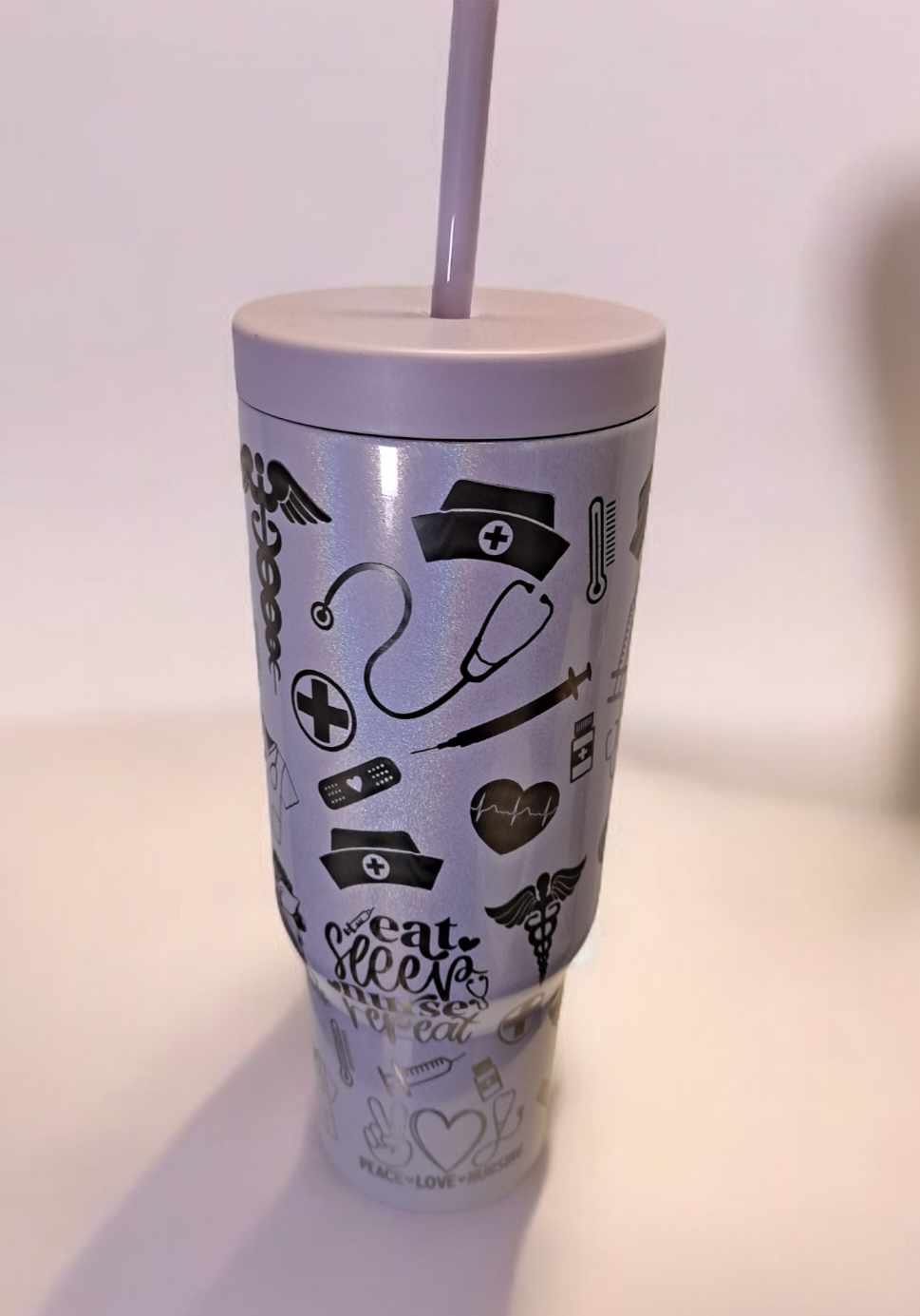 Laser Engraved Nursing Nurse Theme 32 oz Limited Edition Deluxe Sports Tumbler Set