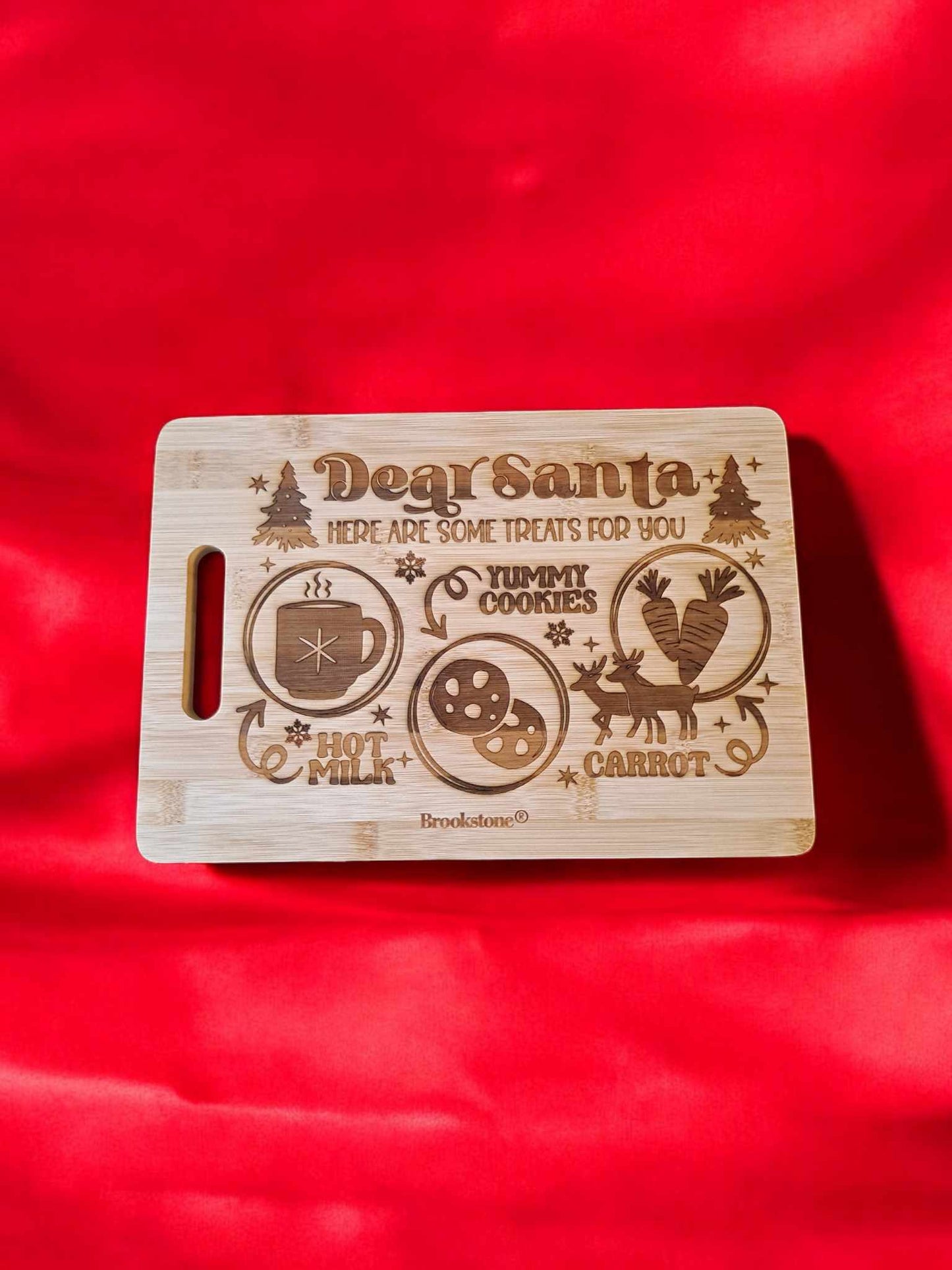 Lasered Engraved Treats for Santa Cutting Board 14x9 inches Bamboo