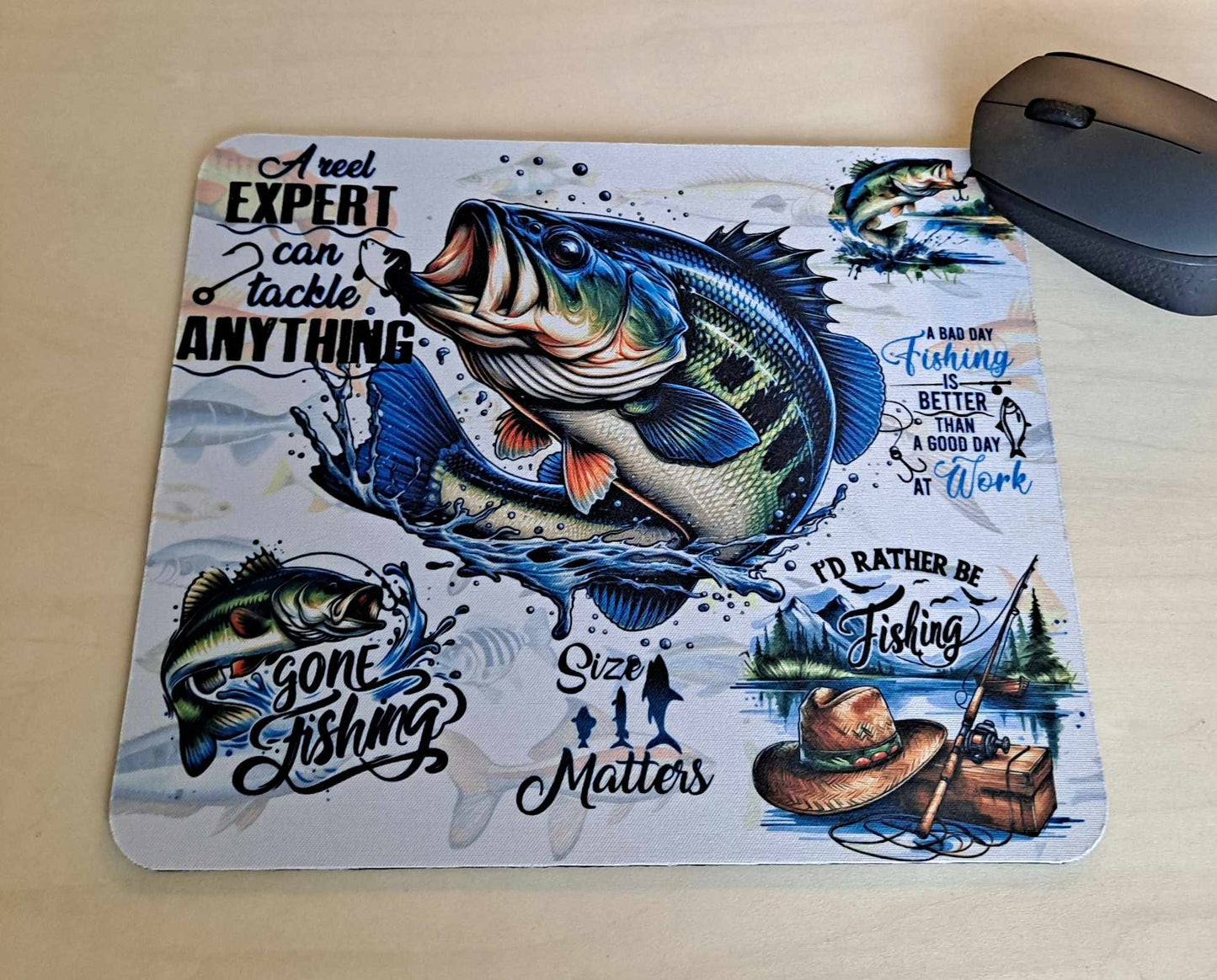 The Cool Mouse Pad Fishing Themed for Computer Laptop Home Office Gaming Working Desk Desktop Accessories Non-Slip Rubber Mouse Pad