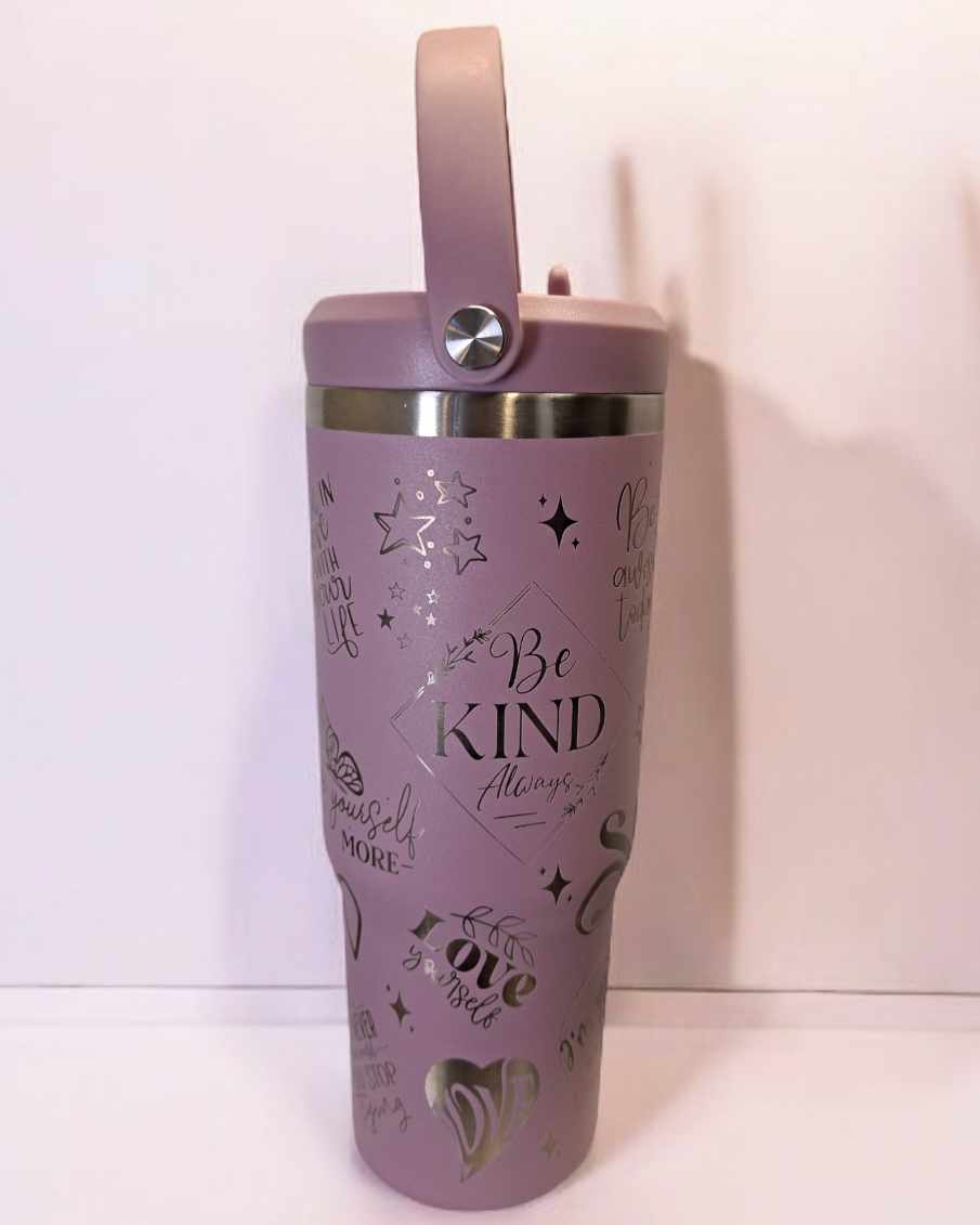 Laser Engraved Self Love Club Motivational Quotes Themed 32 Oz Stainless Steel Sports Bottle with Handle