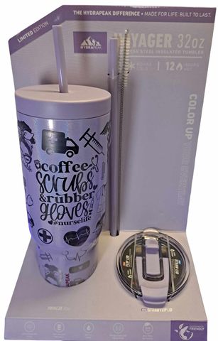 Laser Engraved Nursing Nurse Theme 32 oz Limited Edition Deluxe Sports Tumbler Set