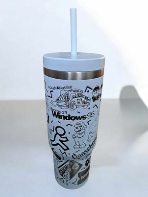 Custom Laser Engraved Love the 90s Themed 32 oz Tumbler Set