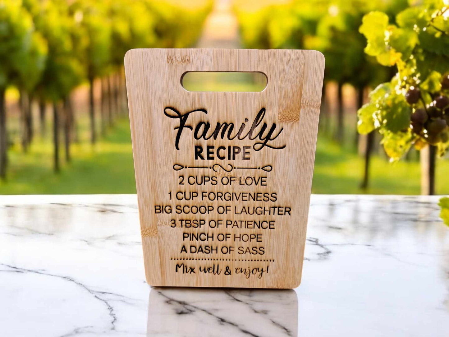 Laser Engraved Family Recipe Cutting Board Farmhouse Decor 11 x 8 inches