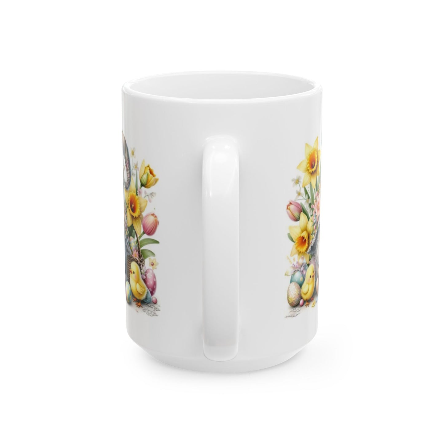 Easter Gnome Ceramic Coffee Mug, Easter Gift, Flower Mug, Cute Chick Design, Coffee Cup, Seasonal Decor