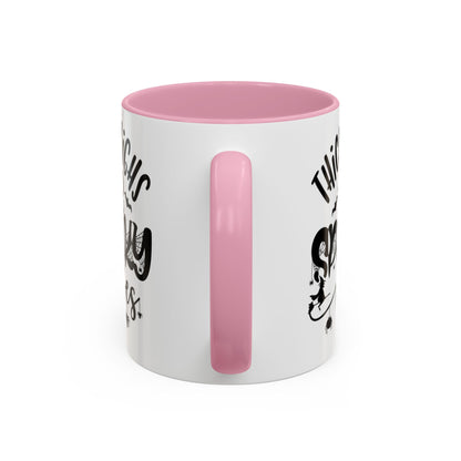 Thick Thighs and Spooky Vibes Color Accent 11 oz Coffee Mug, Halloween Gift Collection