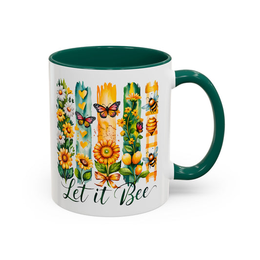 Let It Bee Coffee Mug - Colorful Ceramic Coffee Cup for Women - Floral Butterfly Design