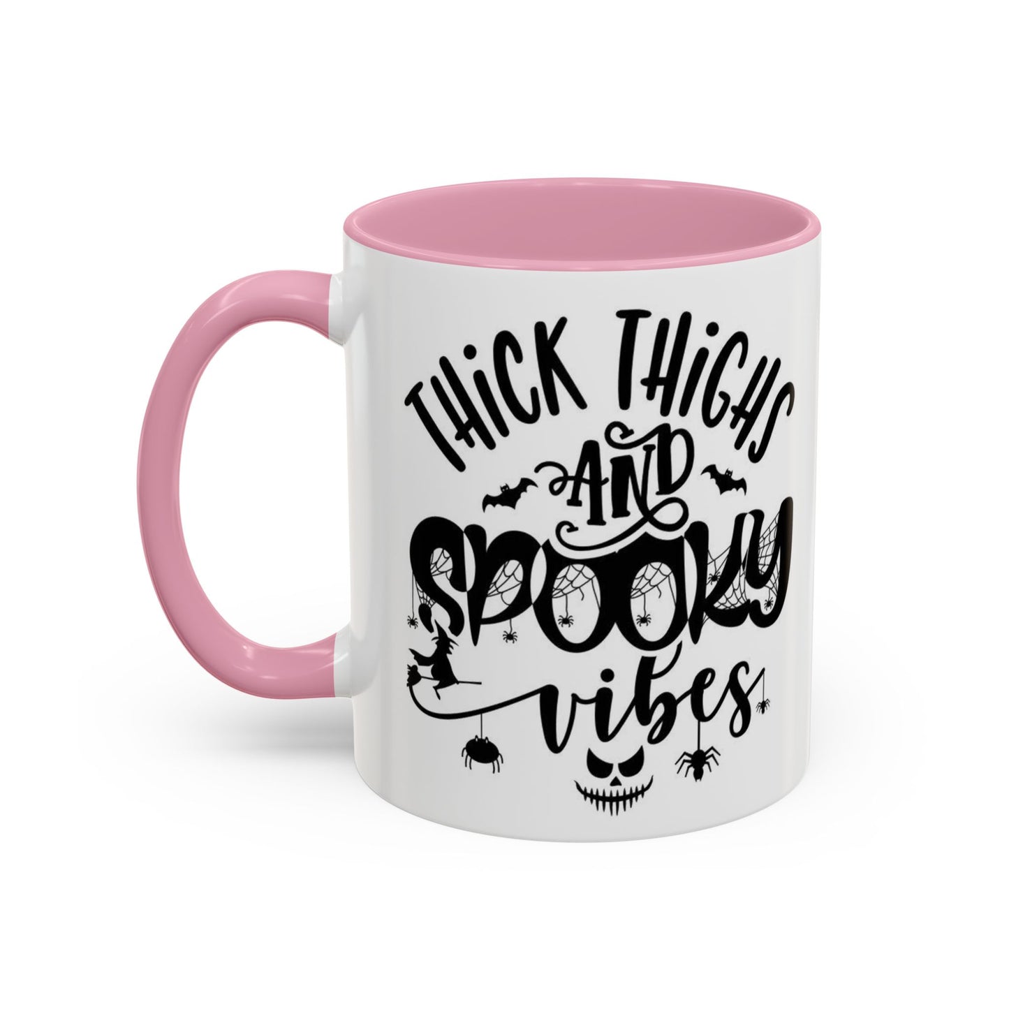 Thick Thighs and Spooky Vibes Color Accent 11 oz Coffee Mug, Halloween Gift Collection