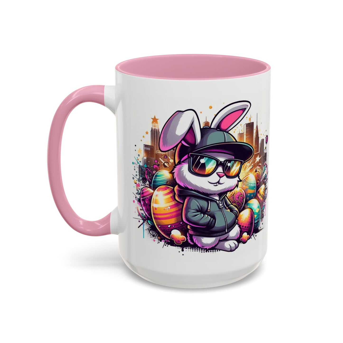 Colorful Easter Bunny Ceramic Coffee Mug – 15oz Large Cup for Coffee, Tea & Cocoa – Cute Spring Gift for Kids & Adults
