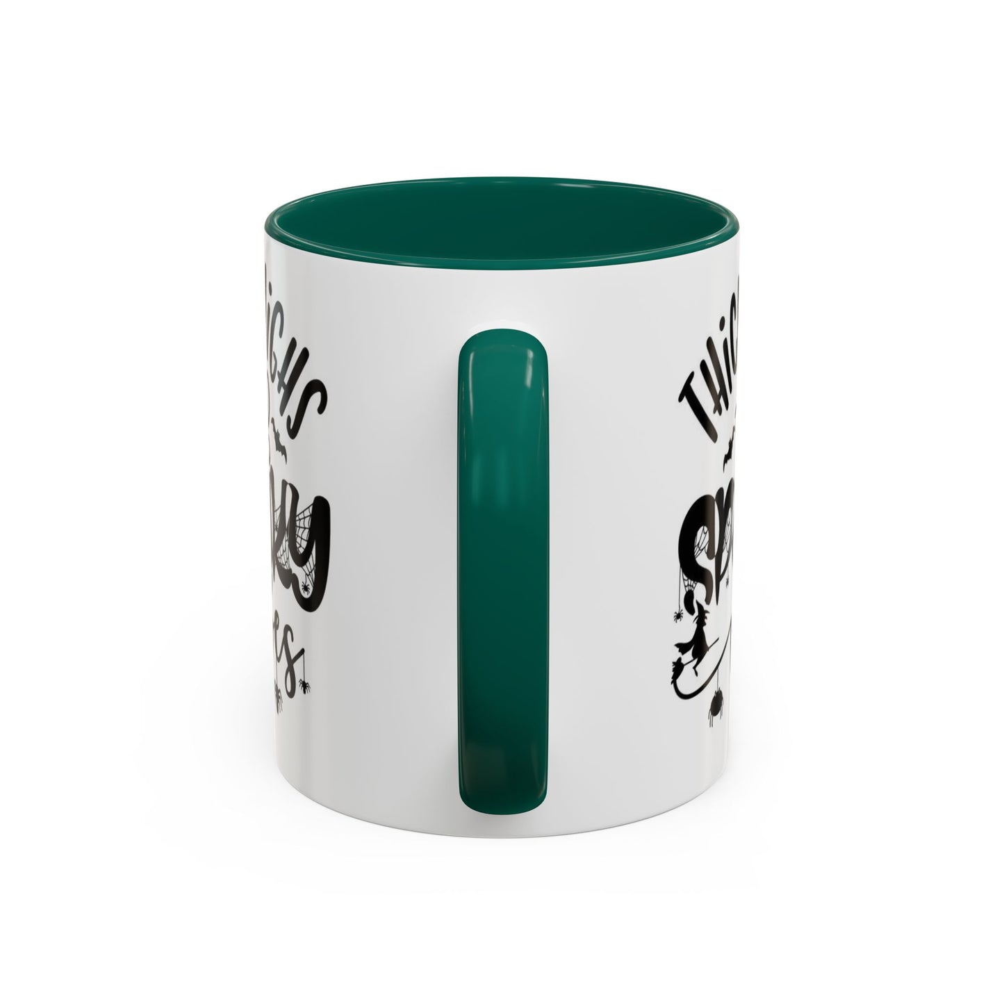 Thick Thighs and Spooky Vibes Color Accent 11 oz Coffee Mug, Halloween Gift Collection
